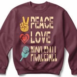 Pickleball Gildan Crewneck Sweatshirt, Peace Love Pickleball, Court Warm Up Retro Graphic Apparel thumbnail 3