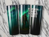 Bigfoot Northern Lights T-Shirt, 20oz Tumbler Wrap, Sasquatch, Cryptozoology Gift, Mythical Creature Art, Forest Design thumbnail 2