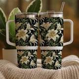White Lily Floral Tumbler Design, Digital Paper, Flower Background, Printable Tumbler PNG, Junk Journal Pages, Digital Scrapbooking Paper thumbnail 9