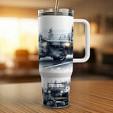 40oz Tumbler Wrap Vintage Jeep PNG, Misty Mountain Forest Adventure Digital Design, Rustic Car Graphic Sublimation Tumbler File thumbnail 12
