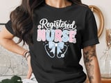 Registered Nurse Gingham Polka Dot T-Shirt with Stethoscope Bow thumbnail 3