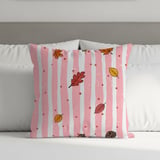 Autumn Leaves Table Runner, Fall Decor Pillow Cases, Pink Distressed Stripe & Pinecone Acorn Whimsical Cozy Home Decor Gift thumbnail 5