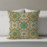 Moroccan Tile Pillow Cover, Teal Gold Geometric Boho Decorative Throw Pillow Case, Mediterranean Home Decor Accent thumbnail 8