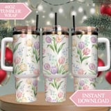 Digital Floral Pattern, Digital Bundle, Watercolor Flowers, Tulip, Daisy, Forget Me Not, Spring Flowers, Seamless Pattern, Commercial Use thumbnail 10