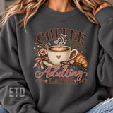 Coffee First Adulting Later PNG, Cozy Coffee Lover Sublimation Design, Funny Latte & Croissant Morning Quote Graphic for Mugs and Shirts thumbnail 8