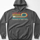 Pickleball Gildan Fleece Hoodie, Life Is Good Pickleball Makes It Better, Retro Graphic Court Pullover thumbnail 4