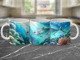 Mahi Mahi Mug Sublimation Wrap Digital Design, Ocean Life Fish Art 11oz 15oz Mug Wrap PNG, Coastal Fishing Gift for Him thumbnail 11