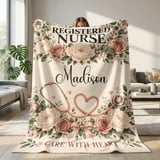 Registered Nurse Floral Blanket thumbnail 1