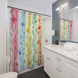 Watercolor Bloom Stripe Shower Curtain thumbnail 3