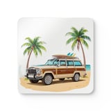 Grand Wagoneer Corkwood Coaster Set, The Waggy Beach Vibes, Car Lover Gift, Housewarming Gift, Drink Coasters, Beach Decor thumbnail 4