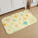 Mid Century Modern Shower Curtain, Bath Mat Retro Atomic Starburst Vintage 1950s Bathroom Decor, Pastel Boho Kitsch Stars Bath Set thumbnail 11