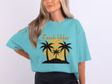 Comfort Colors Beach Vibes T-Shirt, Tropical Vacation Palm Tree Sunset Tee with Faux Gold Print Text, Coastal Summer Beach Lover Gift Shirt thumbnail 7