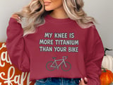 Knee Surgery T-Shirt, Titanium Knee, Funny Cyclist Gift, Biking Injury Tee, Post-Surgery, Recovery Gift, Bike Lover Apparel thumbnail 2