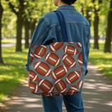 Football Design Tote Bag Phone Case: Sporty Pattern, Brown and White, Repeated thumbnail 11