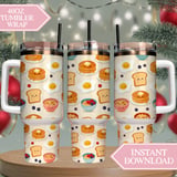 Digital Breakfast Pattern, Pancakes, Eggs, Toast, Cereal, Kawaii Food, Digital Bundle, Seamless Pattern, Digital Paper, Clipart, Commercial thumbnail 10