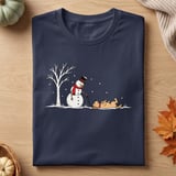 Snowman Walking Stubborn Dog Tee thumbnail 3