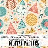 Digital Geometric Pattern, Shapes Bundle, Abstract Art, Watercolor, Seamless Background, Digital Paper, Printable, Commercial Use, Design thumbnail 1