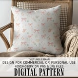 Digital Pattern, Seamless Pink Bows, Tea Cup Pattern, Macaron Pattern, Floral, Digital Bundle, Commercial Use, Tea Party Pattern, Print thumbnail 5