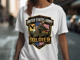 U.S. Army Soldier T-Shirt, Military Veteran Pride Tee, American Patriot Gift for Him & Her, Active Duty Support Apparel thumbnail 5