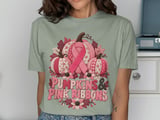 Pumpkins Pink Ribbons Faux Patchwork Tee thumbnail 11