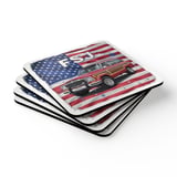 Grand Wagoneer Corkwood Coaster Set, American Flag Art, The Waggy Coasters, FSJ Car Gift, Car Lover Gift, Petralla Shop Cars Section thumbnail 2