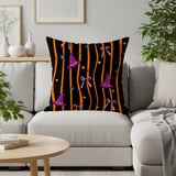 Witch Hat Velveteen Blanket - Spooky Cute Halloween Throw Pillow, Whimsical Orange & Black Stripe Witchy Home Decor Gift thumbnail 16