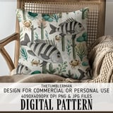 Digital Pattern, Fish Illustration, Sea Life Digital Bundle, Nautical Theme, Ocean Design, Crab Art, Digital Paper Pack, PNG JPG, Printable thumbnail 5