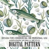 Fish Digital Pattern, Fish Bundle, Marine Digital Bundle Pattern, Fish Seamless Pattern, Nautical Fabric, Sea Life Design, Digital Paper thumbnail 1