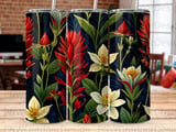 Tropical Floral Tumbler Wrap 20oz Digital PNG for Sublimation, Seamless Dark Botanical Exotic Flowers Design, Gift for Her Download thumbnail 8