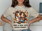 Horse Lover T Shirt, Just A Girl Who Loves Horses Tee, Cute Cowgirl Shirt, Horseback Riding TShirt, Equestrian T Shirt, Country Girl Tee thumbnail 4