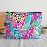 Vibrant Floral Laptop Sleeve, Pink Teal Botanical Accessory Pouch, Abstract Pattern Tech Case, Summer Gifts for Her thumbnail 9