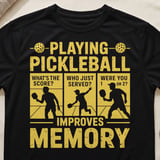 Pickleball Sport-Tek Performance Tee, Playing Pickleball Improves Memory, Funny Pickleball Court Apparel thumbnail 1