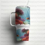 Clownfish Coral Reef 40oz Tumbler Sublimation Wrap Digital Design, Ocean Marine Life Seamless PNG File thumbnail 16