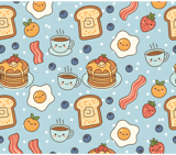 Digital Pattern, Breakfast Food Bundle, Cute Food Illustration, Seamless Kawaii Pattern, Foodie Pattern, Digital Paper, Commercial Use OK thumbnail 8
