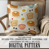Digital Breakfast Pattern, Pancakes, Eggs, Toast, Cereal, Kawaii Food, Digital Bundle, Seamless Pattern, Digital Paper, Clipart, Commercial thumbnail 5