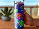 Vibrant Succulent Tumbler Wrap Digital PNG, Seamless Neon Botanical 20oz Skinny Sublimation Design File for Plant Lovers thumbnail 4
