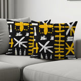 African Mud Cloth Velveteen Blanket, Tribal Art Woven Throw, Abstract Boho Pillow Cover, Black Yellow White Pattern Home Decor Gift thumbnail 18