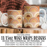 Retro Rainbow Digital Pattern, Digital Paper Bundle, Boho Rainbow Clipart, 70s Rainbow Graphics, Earth Tone Design, Digital Download thumbnail 4