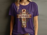 God Is Good Quilted Cross Tee or Sweatshirt, Faux Patchwork Design thumbnail 13
