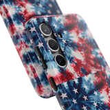 Tie Dye Tote Bag, Phone Case: Patriotic Stars, Red White Blue thumbnail 12