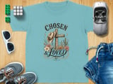 Christian Chosen Loved Youth T-Shirt, 1 Peter 2:9 Scripture Western Boho Faith Tee, Cowgirl Aesthetic Distressed Graphic Shirt thumbnail 8