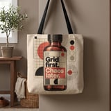 Grid First Chaos Later Tote Bag thumbnail 1