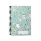 Cute Floral School Supplies Pattern Backpack, Aesthetic Teacher Student Notebook, Cottagecore Flower Print Spiral Notebook thumbnail 4