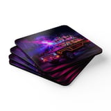 Grand Wagoneer Corkwood Coaster Set, Raccoon Road Trip, Classic Car Art, Car Lover Gift, Fun Coasters, Housewarming Present thumbnail 2