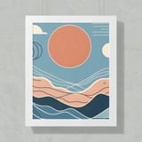 Minimalist Landscape Posters, Abstract Mountain Art, Geometric Sun Print, Mid Century Modern Wall Decor, Nature Inspired Posters thumbnail 10