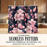 Cherry Blossom Tumbler Design, Digital Paper, Floral Backgrounds, Junk Journal, Pink Flowers, Printable PNG, Scrapbooking Paper thumbnail 2