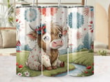 Cute Cow 20oz Tumbler Wrap, Highland Cow, Patriotic Tumbler, Seamless Tumbler Design, Animal Tumbler, Cow Tumbler, Floral Tumbler thumbnail 1