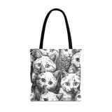 Cat Faces Tote Bags, Cute Kitten Throw Pillow, Funny Cat Pattern iPhone Case, Animal Lover Gift, Cat Mom Present, Black and White Art thumbnail 4