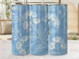 20oz Tumbler Sublimation Design PNG, Blue Floral Seamless Digital Tumbler Wrap, Skinny Floral Botanical Flower Instant Download thumbnail 10