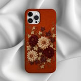 Embroidered Floral Tough Phone Case, Fall Botanical Dahlia Cover, Rustic Burnt Orange Cottagecore Flower Phone Case, Gift for Her thumbnail 5